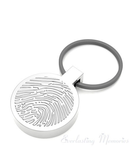 Sterling Silver Fingerprint Cast Forever Sealed Memorial Keychain