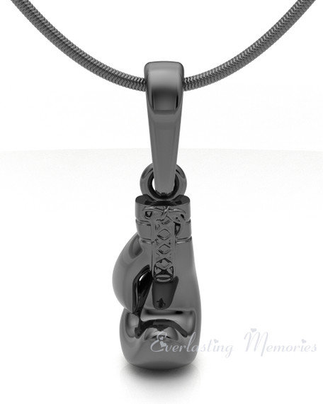 Black Plated Boxing Glove Forever Sealed Memorial Jewelry