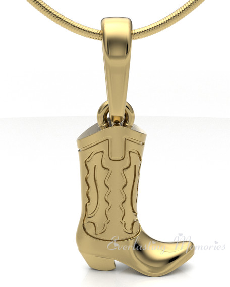 Gold Plated Cowboy Boot Forever Sealed Memorial Jewelry