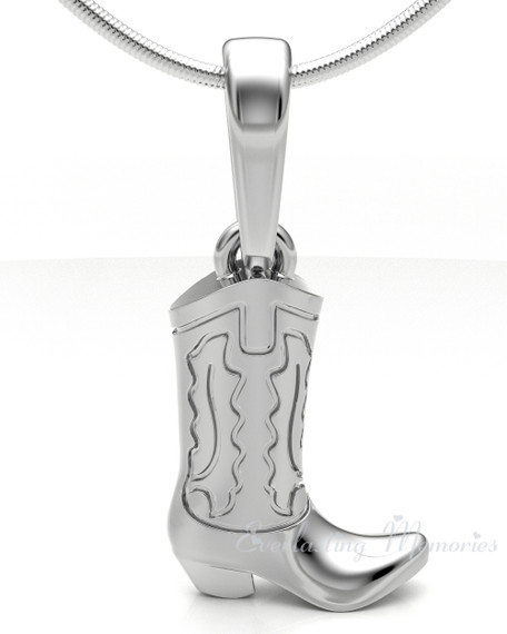 Solid 14k White Gold Cowboy Boot Forever Sealed Memorial Jewelry
