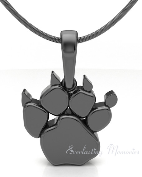 Black Plated Pawprint Forever Sealed Memorial Jewelry