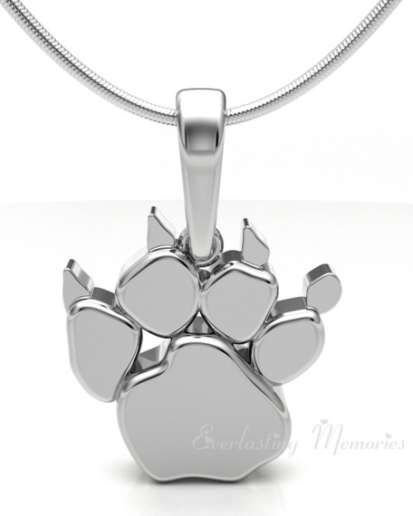 Solid 14k White Gold Pawprint Forever Sealed Memorial Jewelry