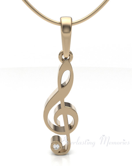 Solid 14k Gold Music Note Forever Sealed Memorial Jewelry