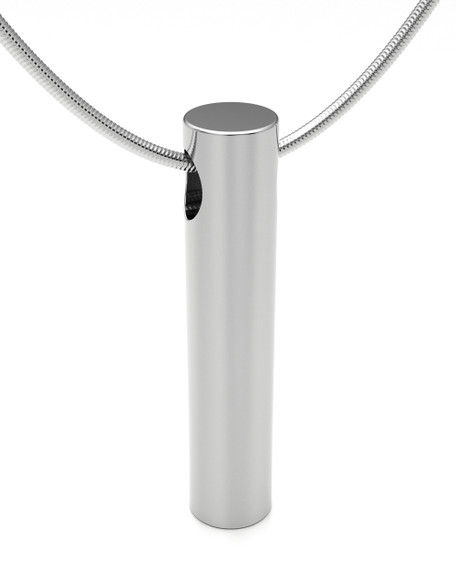 Solid 14K White Gold Simple Cylinder Forever Sealed Memorial Jewelry