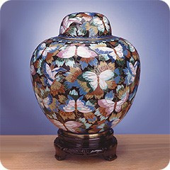 Black Copper Cloisonne Cremation Urn