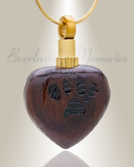 Forever Collection Wood Heart with Paws Urn Pendant
