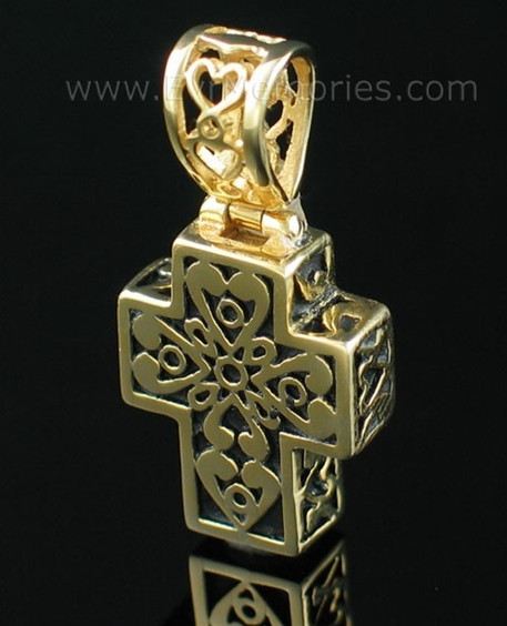 Gold Vermeil Filigree Cross Urn Necklace