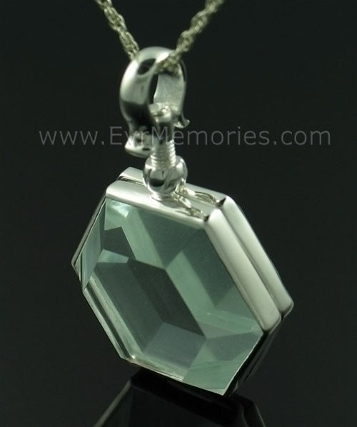 Hexagon Glass Memorial Jewelry Urn