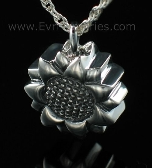 Silver Sunflower Urn Necklace