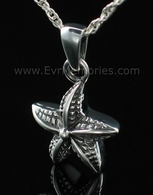 Silver Starfish Cremation Funeral Jewelry