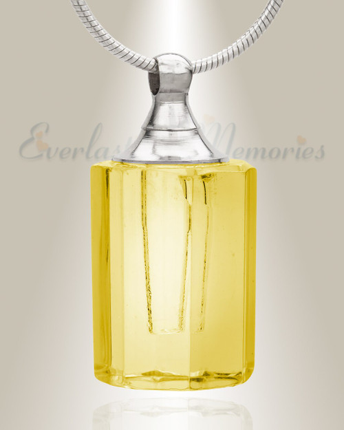 Glass Locket Yellow Cheerful Cremation Necklace