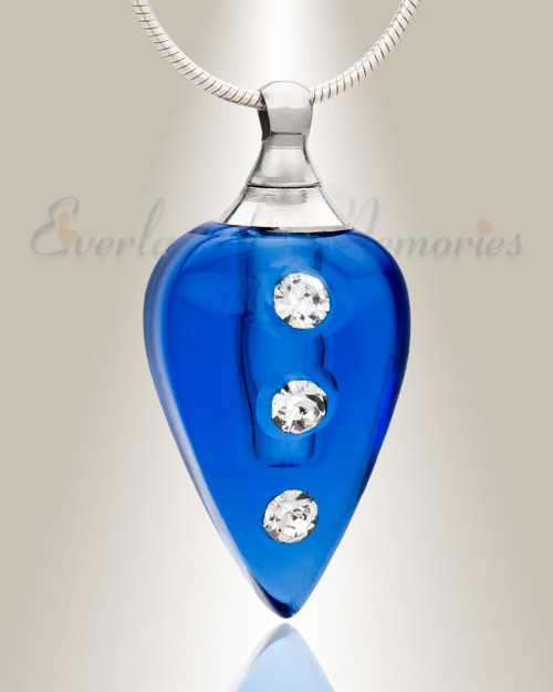 Glass Locket Blue Merriment Cremation Charm