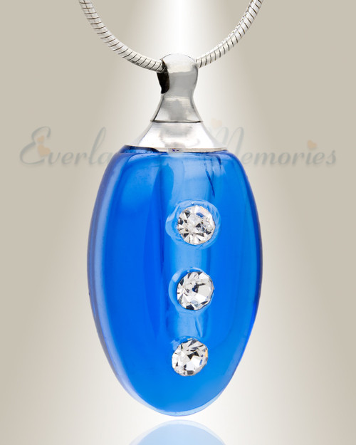 Glass Locket Blue Forever Cremation Jewelry