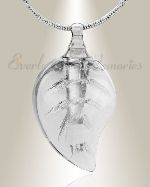 Glass Locket Clear Leaf Cremation Jewelry