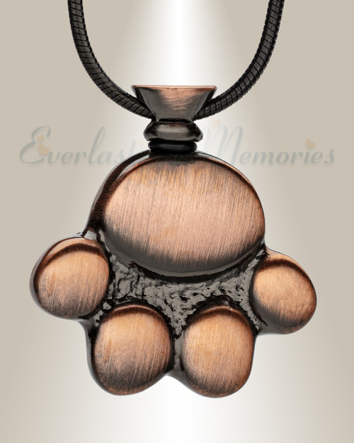 Copper Stainless Delicate Paw Memorial Pendant