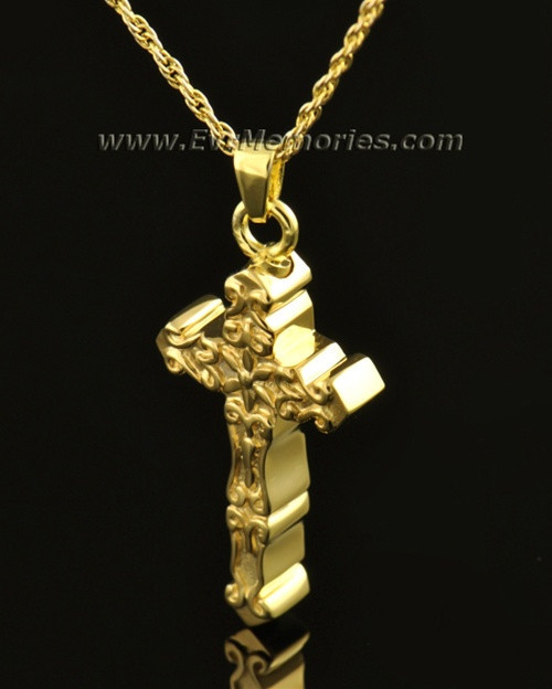 14k Gold Delicate Cross Memorial Locket