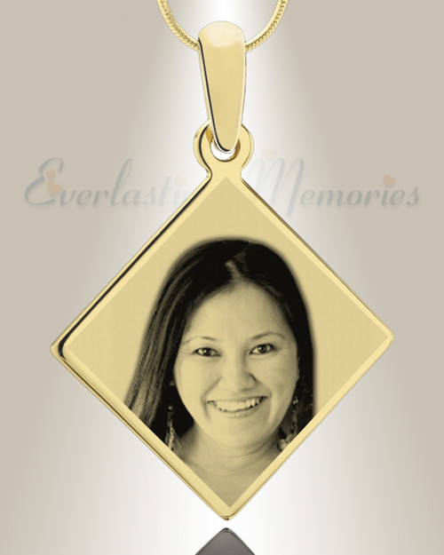 Diamond Photo Engraved Gold Plated over Stainless Keepsake