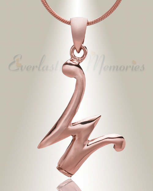Rose Gold "W" Initial Cremation Jewelry