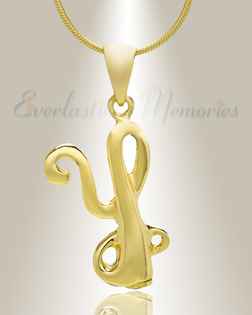 Gold "Y" Initial Cremation Jewelry
