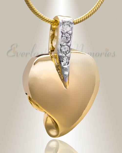 Gold Plated Heavenly Heart Cremation Jewelry