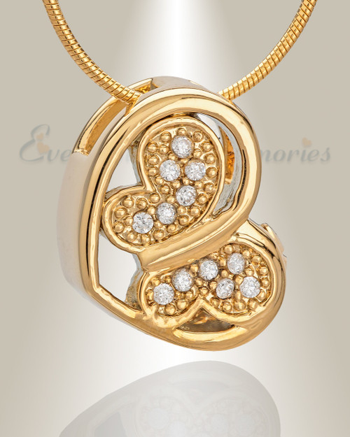 Gold Plated Spring Heart Cremation Jewelry