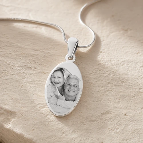 Oval Photo Engraved Stainless Keepsake