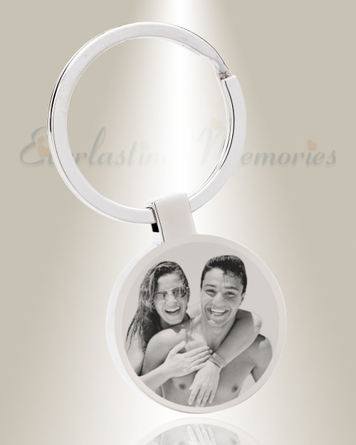 Round Photo Engraved Stainless Steel Keychain