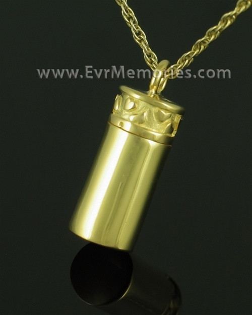 Gold Plated Hearts Cylinder Ash Pendant