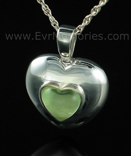 Sterling Silver August Heart Urn Keepsake