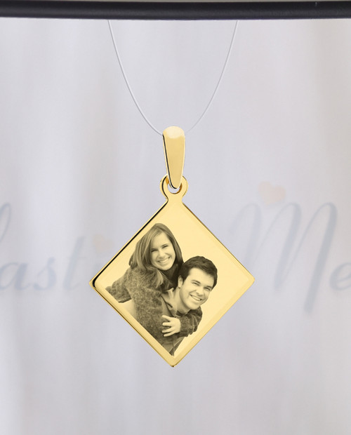 Diamond Photo Engraved Gold Plated over Stainless Guardian