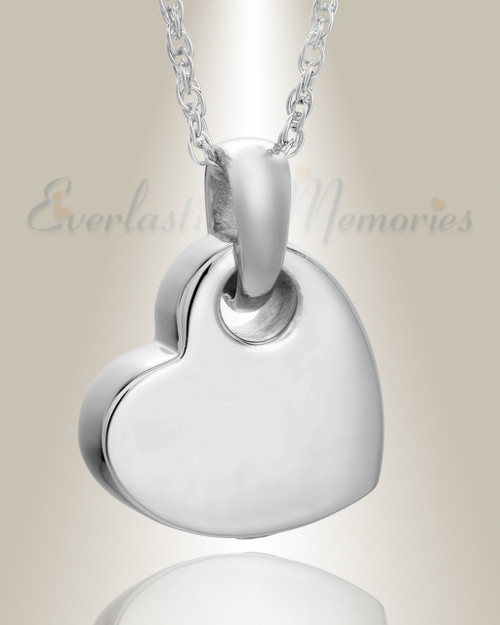14K White Gold Charming Heart Remembrance Pendant