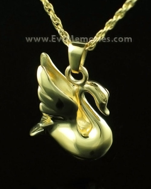 14K Gold Swan Memorial Locket