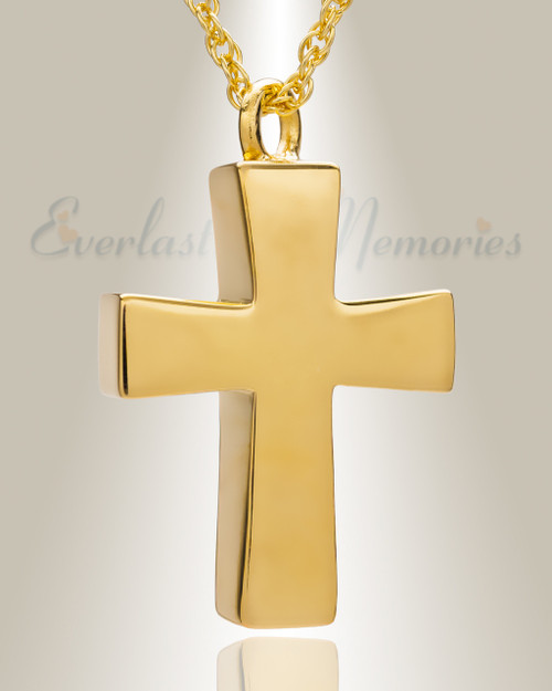 14K Gold Parchment Cross Cremation Keepsake