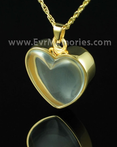 Gold Plated Clear Heart Keepsake Pendant