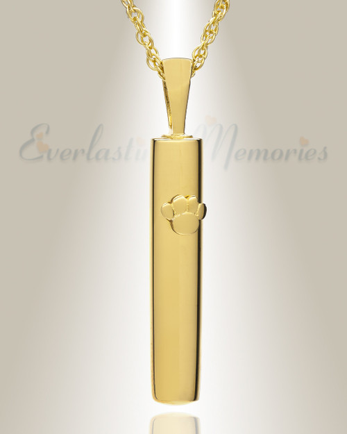 Gold Plated Pawed Cylinder Memorial Pendant