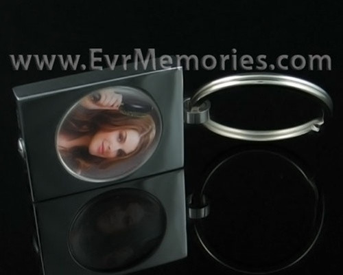 Silver Square Round Keychain Remembrance Jewelry