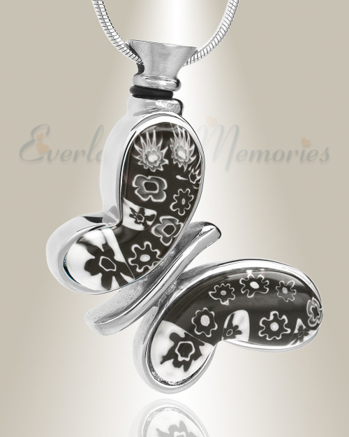 Black and White Majestic Butterfly Cremation Jewelry