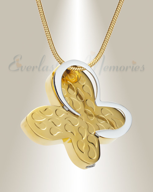 Gold Plated Wakeful Butterfly Urn Pendant