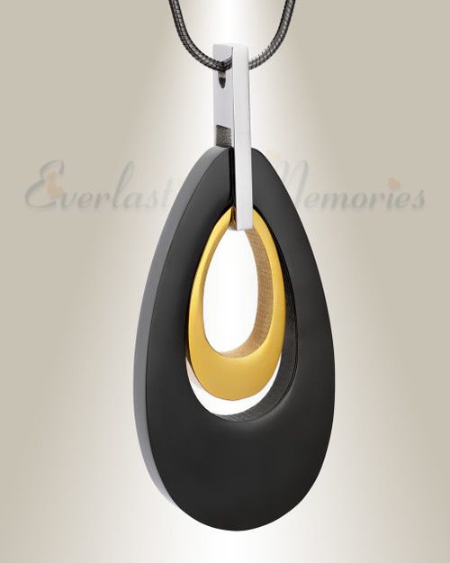 Black and Gold Drop Of Hope Cremation Jewelry