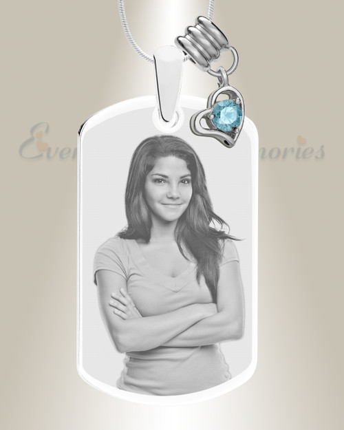 Large Photo March Dog Tag Stainless Engraved