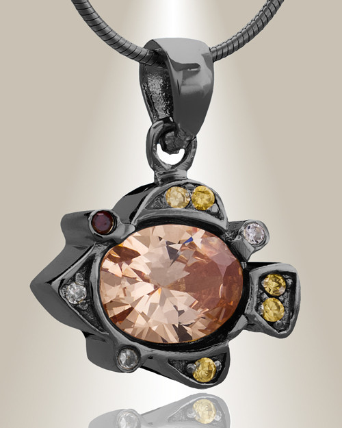 Black Pufferfish Cremation Jewelry