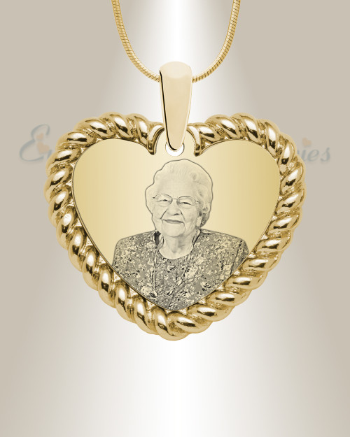 Gold Plated over Stainless Portrait Photo Heart Pendant