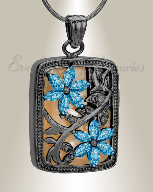 Black and Blue In Bloom Cremation Jewelry