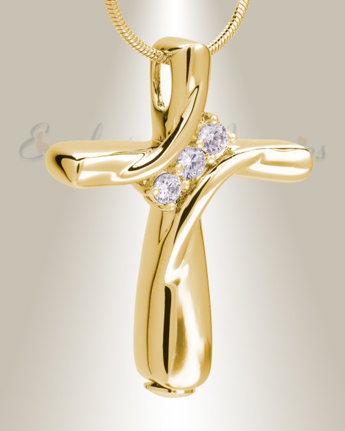 Gold Stylish Cross Memorial Jewelry