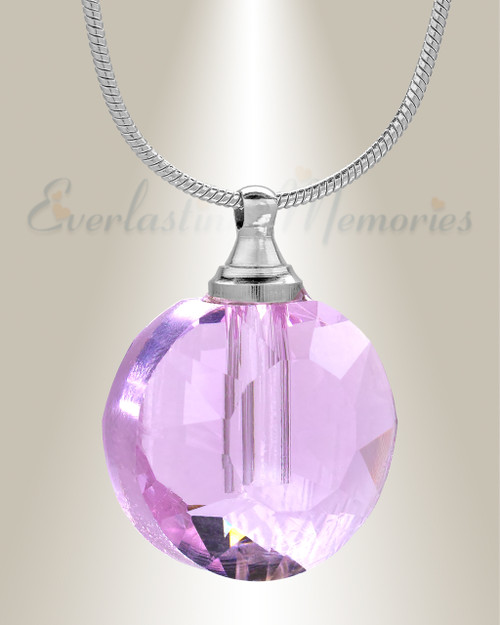 Glass Locket Pink Orbit Cremation Jewelry