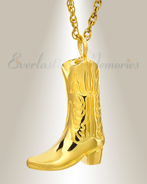 14K Gold Boot Cremation Jewelry
