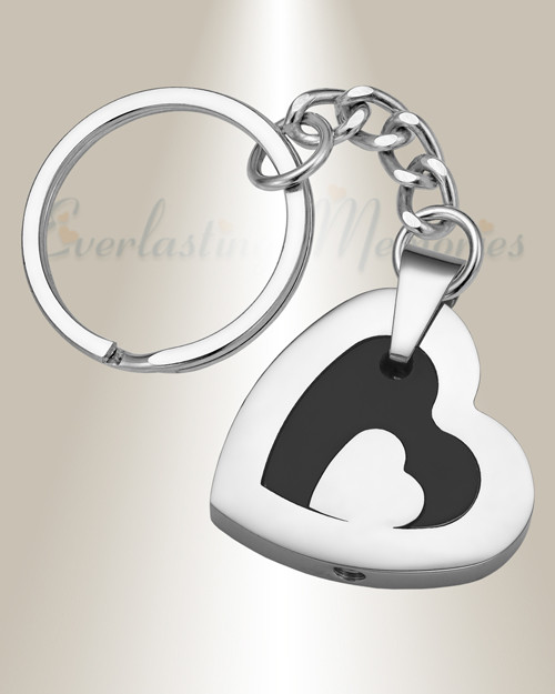 Stainless and Black Honesty Heart Memorial Keychain