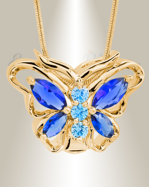 Gold Plated Sparkle Butterfly Memorial Jewelry