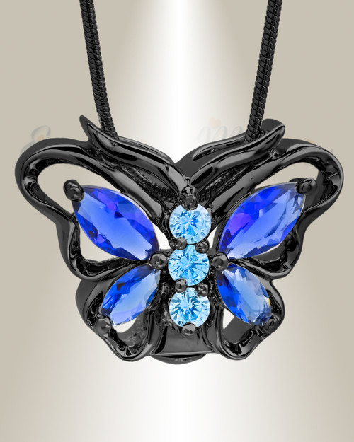 Black Sparkle Butterfly Memorial Jewelry