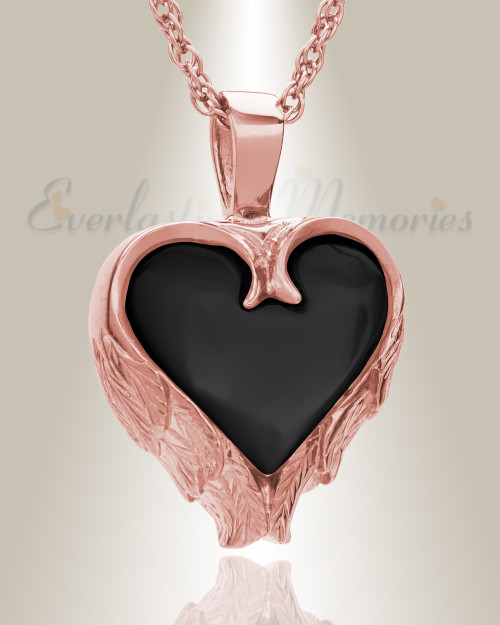 Dad Rose Gold Heart Pink Crystals Urn Pendant Necklace Cremation Ash Jewellery 